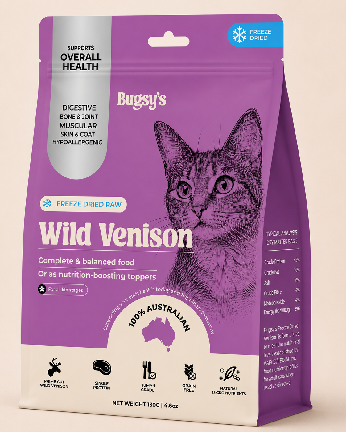 Freeze-Dried Venison - Complete & Balanced Diet For Cats