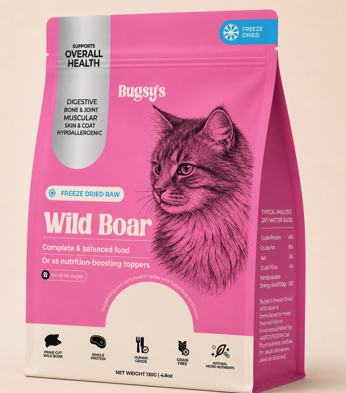 Freeze-Dried Wild Boar - Complete & Balanced Diet For Cats