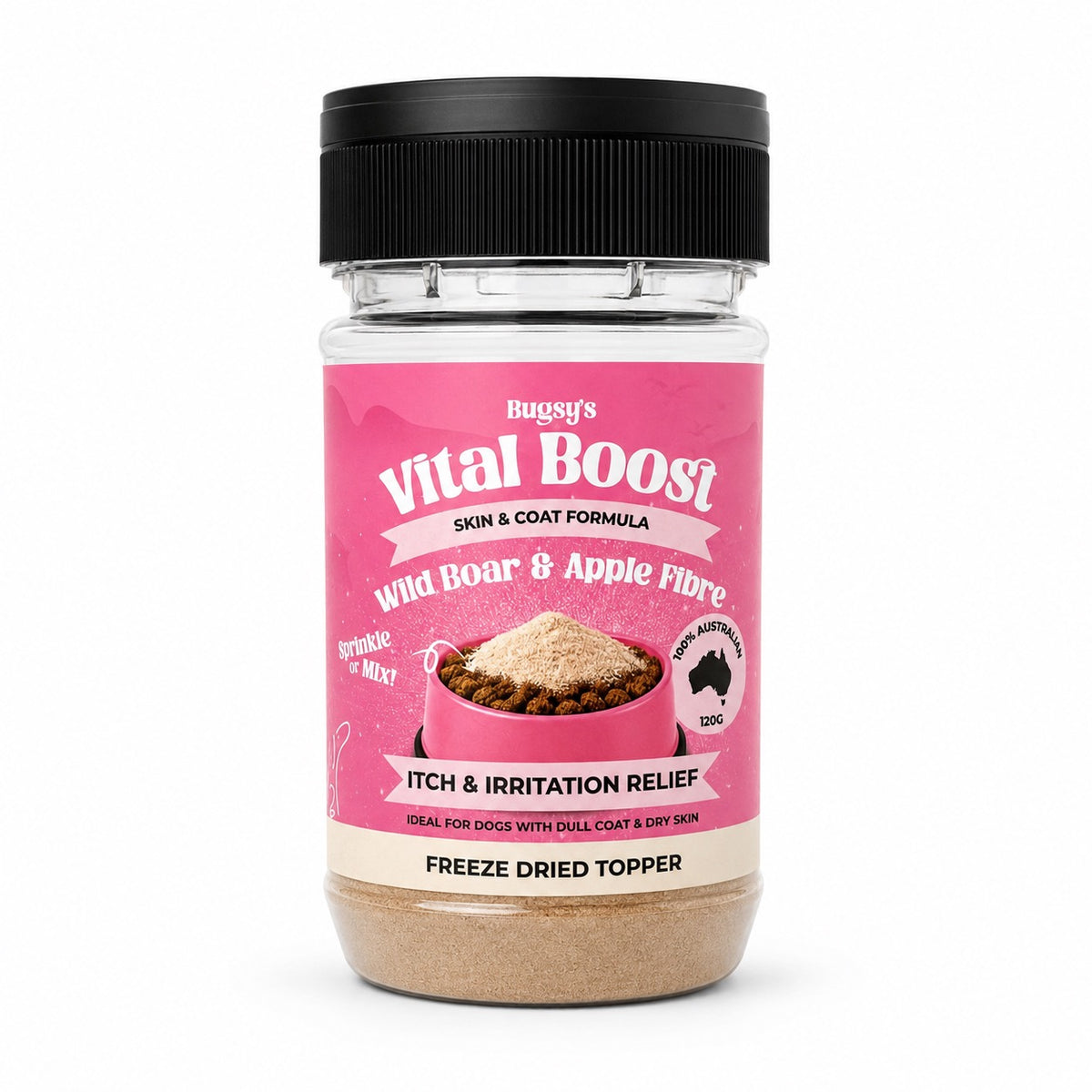 Vital Boost Freeze Dried Topper for Dogs | Wild Boar & Apple Fibre (Skin & Coat Formula)