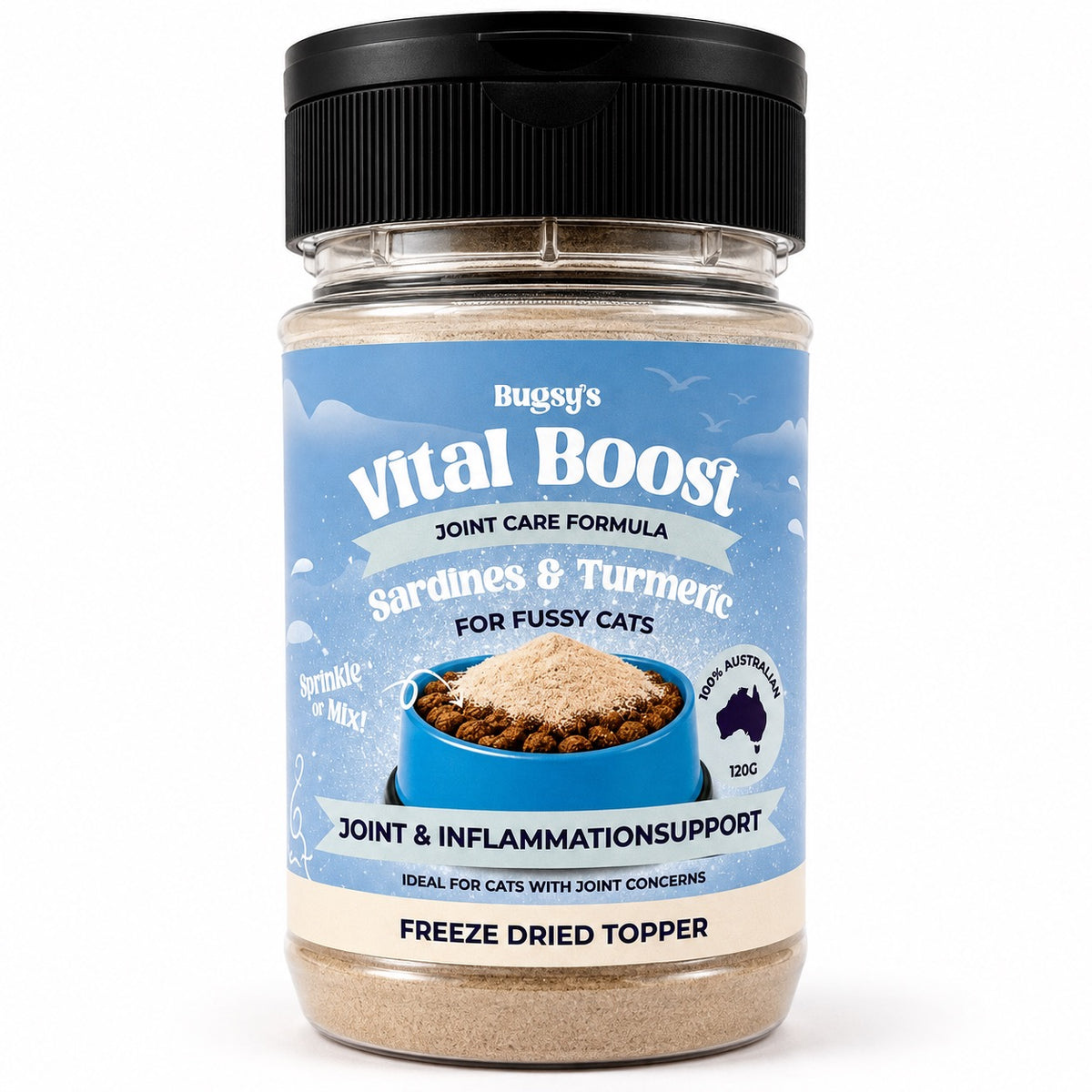 Vital Boost Freeze Dried Topper for Cats | Sardines & Turmeric (Joint Care Formula)